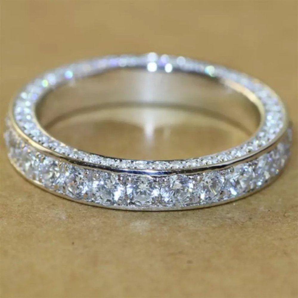 New 925 Silver Beautiful Band Engagement Diamond Ring - Picture 2 of 6
